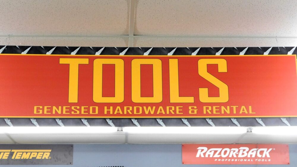 Tools overhead sign – Geneseo Hardware and Rental – Geneseo, NY